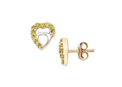 Gold Plated Heart Shape Gemstone Stud Earring